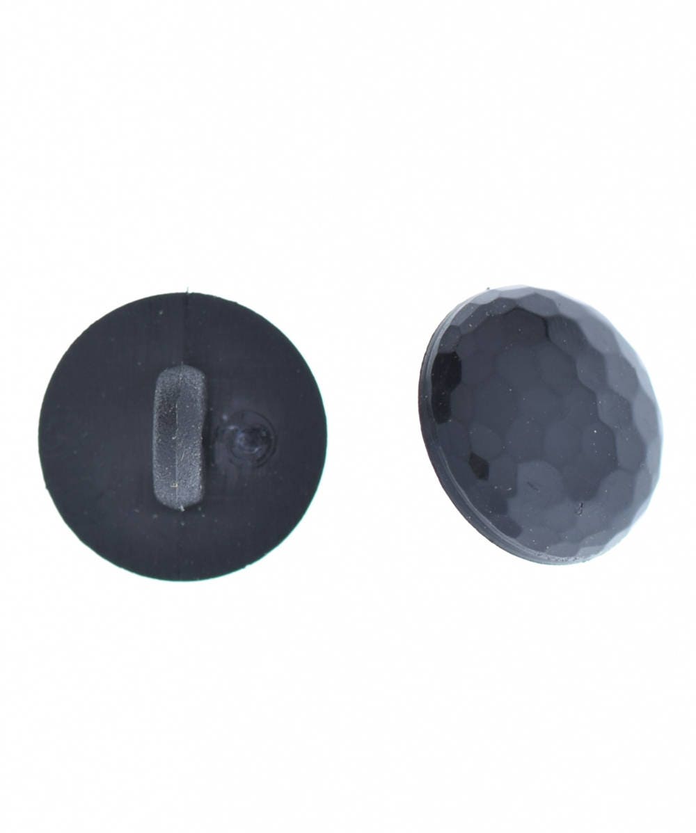 Buttons, 12mm black, shank, 12 pcs per package, PP07