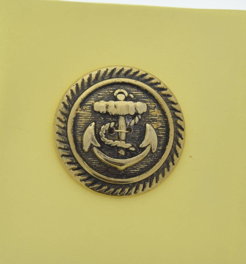Vintage Anchor Button, 2 hole, 38mm, antique gold plated, made in Germany, pack of 4