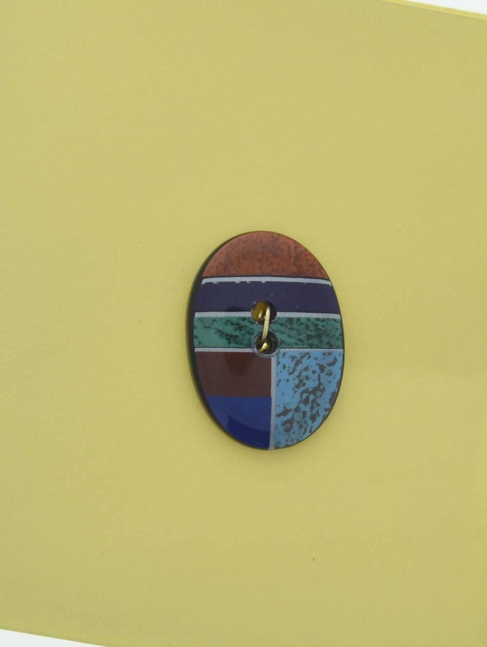 Vintage Button, 2 hole, 25mm x 18mm, oval with inlay pattern, made in Germany, sold 4 each OB7512