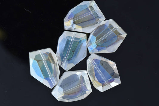 Crystal Nuggets Beads, 20x25mm Faceted Fire-n-Ice Crystal, by the strand