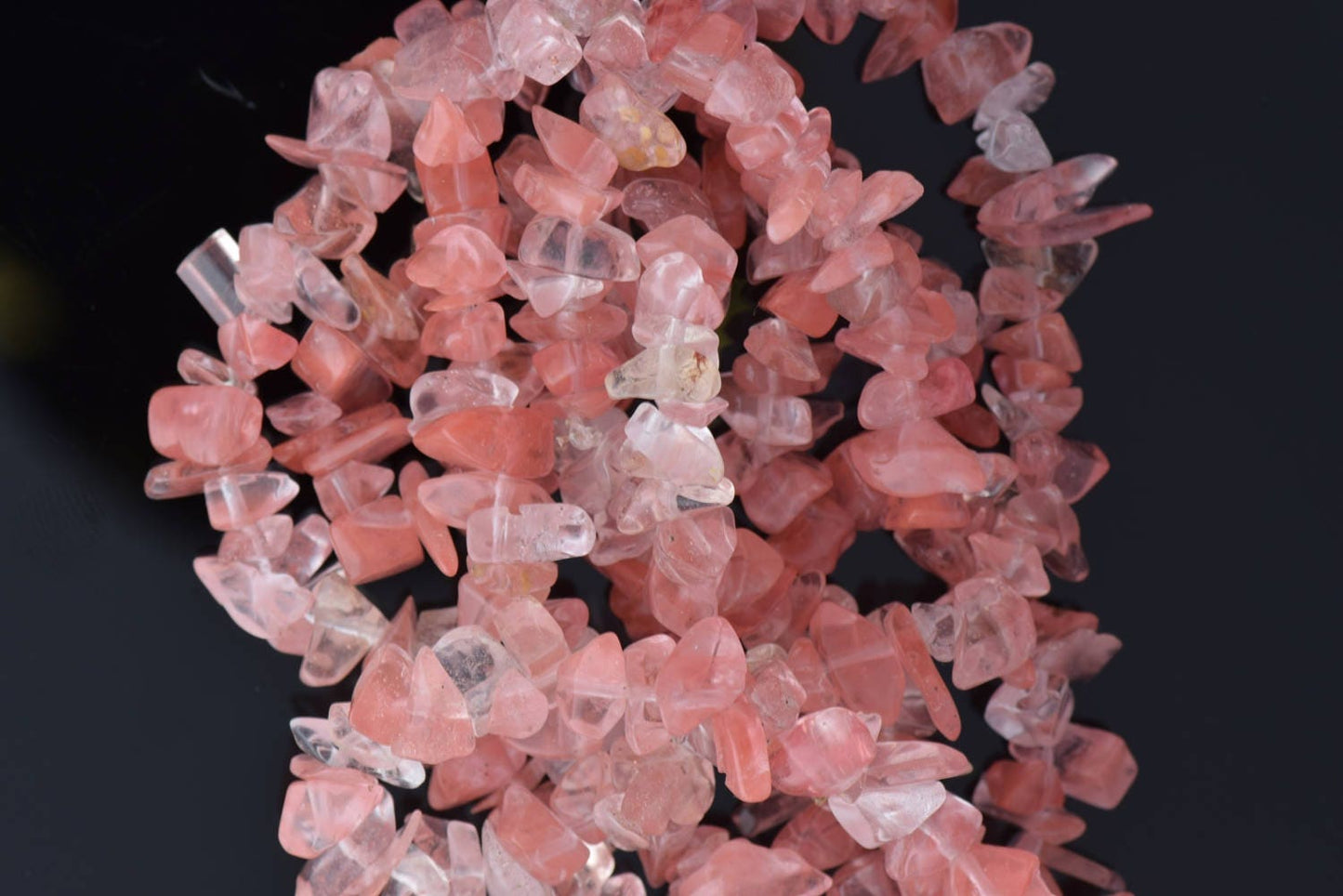 6mm Cherry Quartz Chip Beads, Semi-Precious, 36 inch Strand