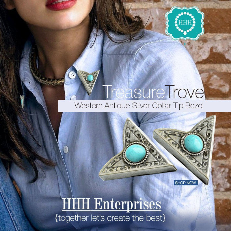 HoneyBee Collar Tips, antique gold and silver, Made in USA, 1 pair