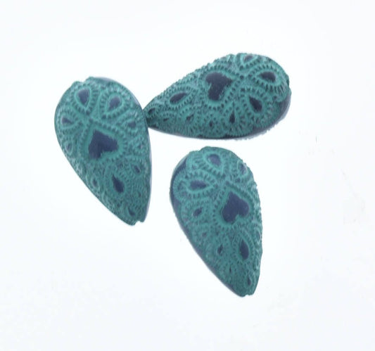 Tear drop or Egg shape bead, 23mm x 13mm, turquoise finish, pack of 13