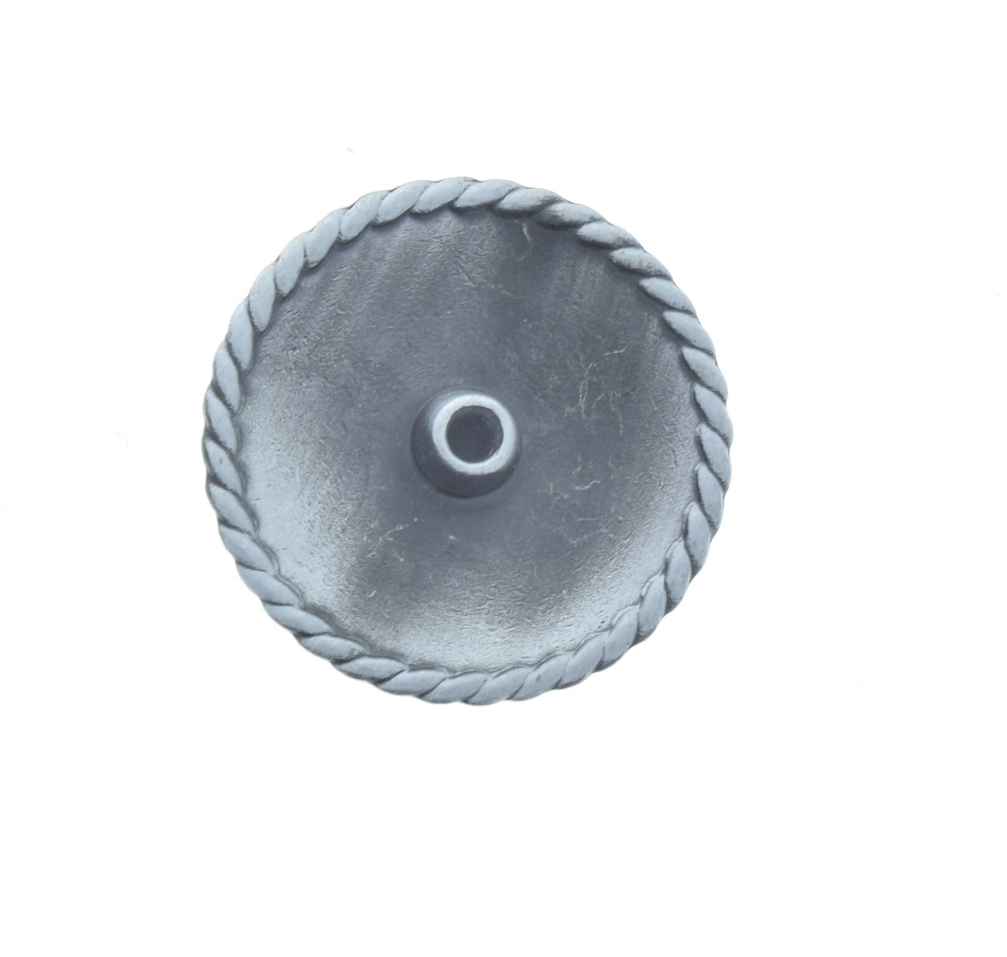 Tooled Flower Concho with rope border, antique silver, round 1.5" or 1.25" diameter, screw back attachment, Each