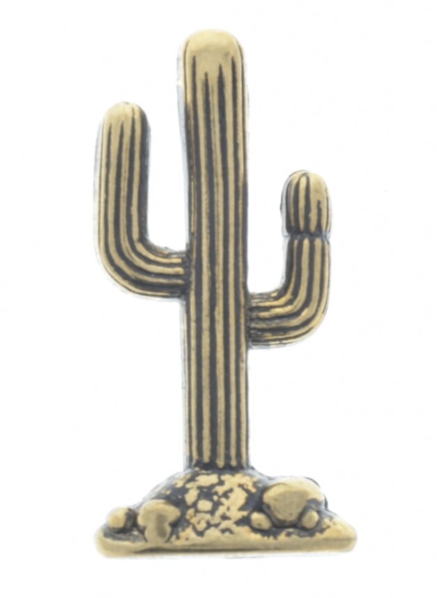 Saguaro Cactus Charm, 40mm x 17mm, antique gold or antique silver, pack of 3