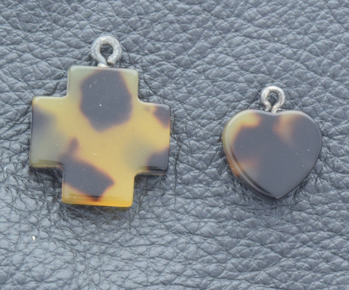 Lucite Tortoise Heart or Cross Pendant Charm, pack of 6