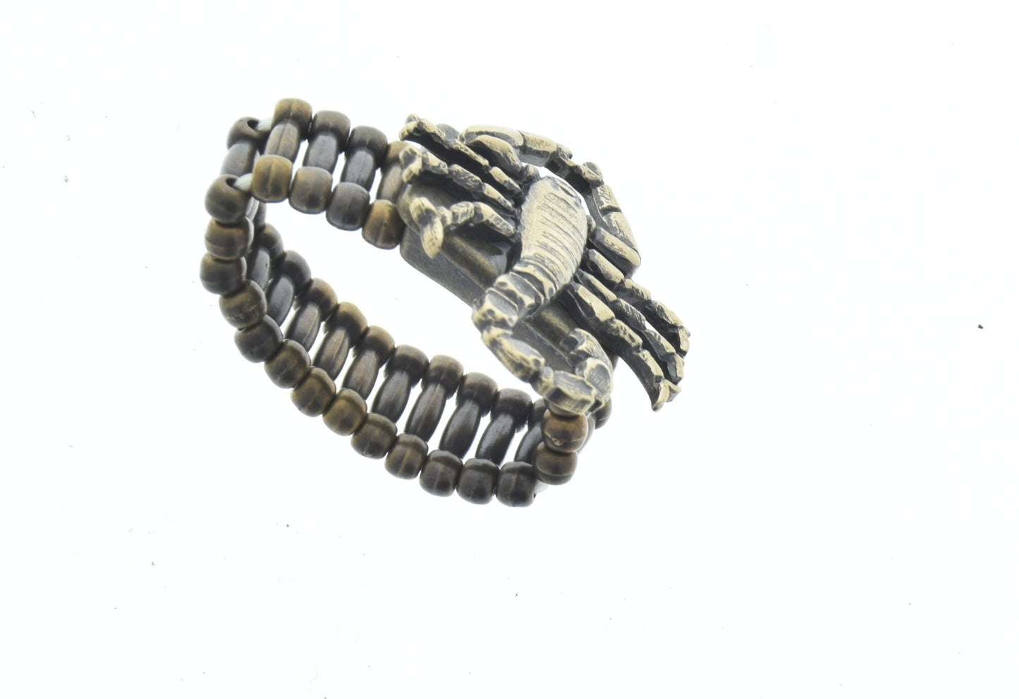 Scorpion Ring in Antique Gold, Made in USA, comfort stretch size fits size 5 - 11, 1 each