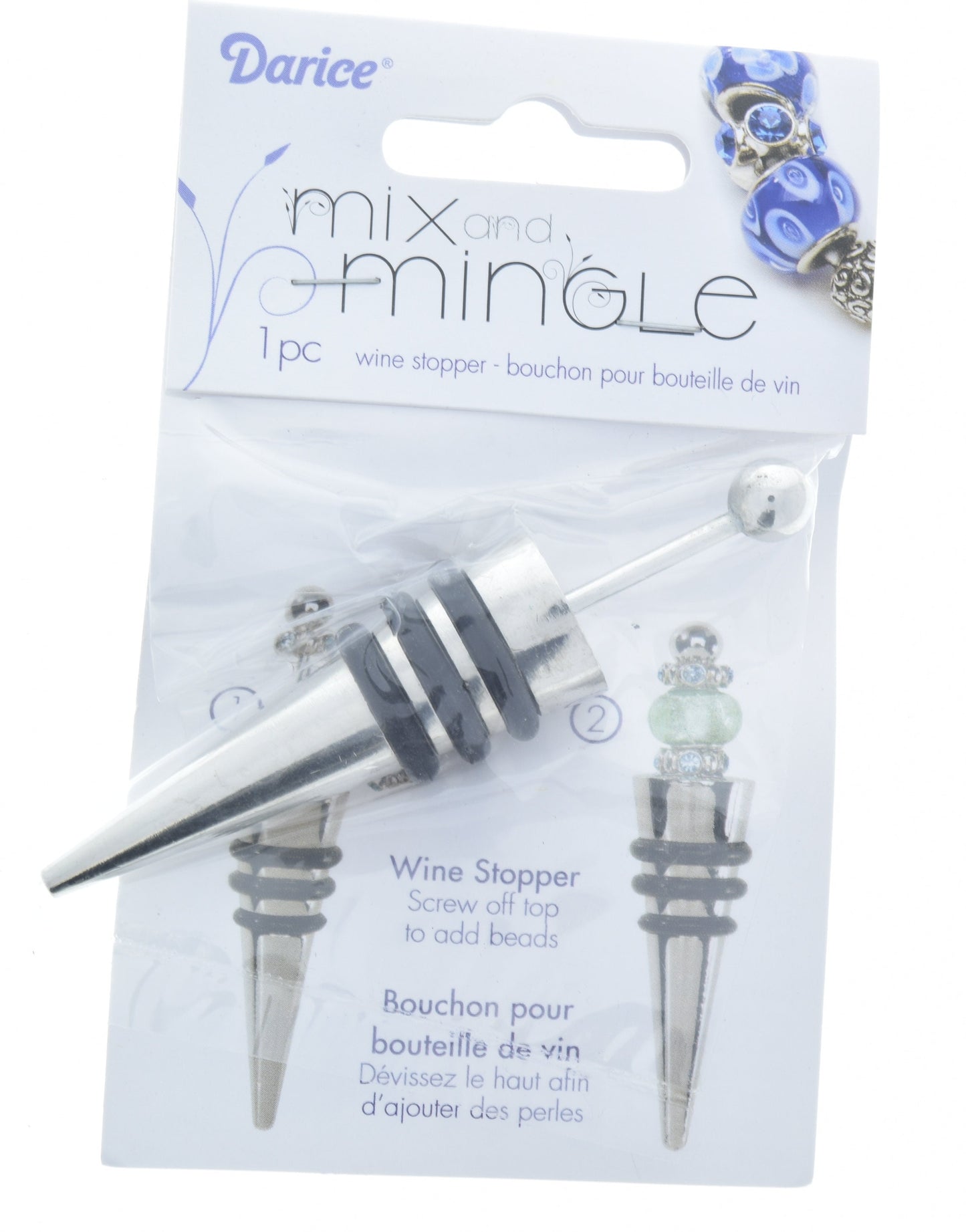 Wine Stopper for adding beads, Steel Alloy, 4", each N7010