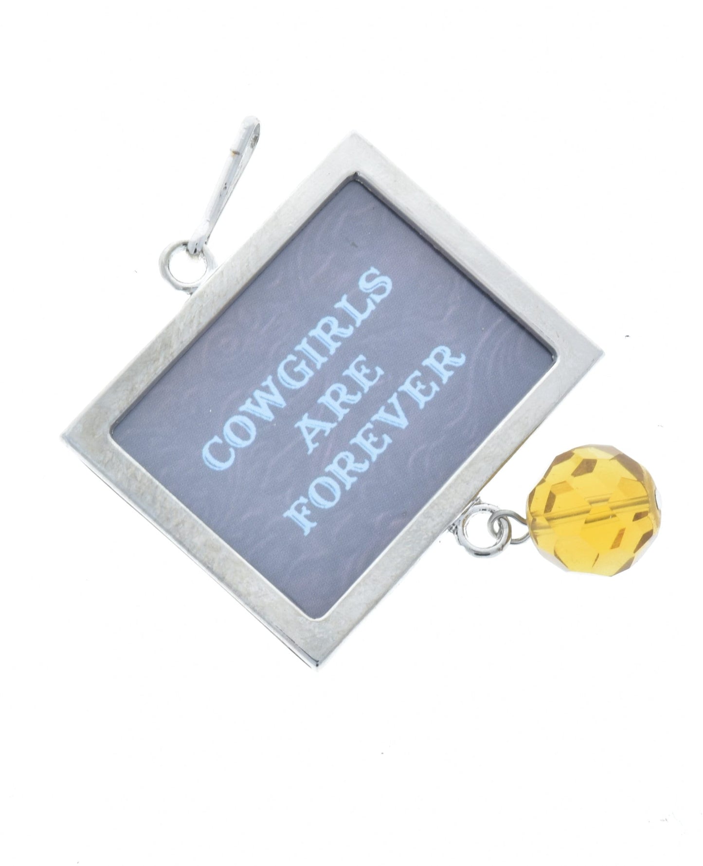 Vintage Campfire Cowgirl Art Crystal pendant, Multi, Add your own art, 46mm x 37mm, Pack of 3