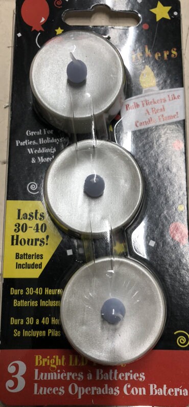 LED Tea Lights, Battery Operated, Metal, light pearl, pack of 3
