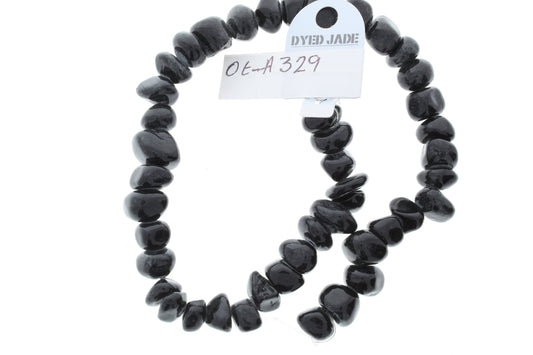 Black dyed jade beads, nuggets, 13mm x 18mm (.72x1in), strand