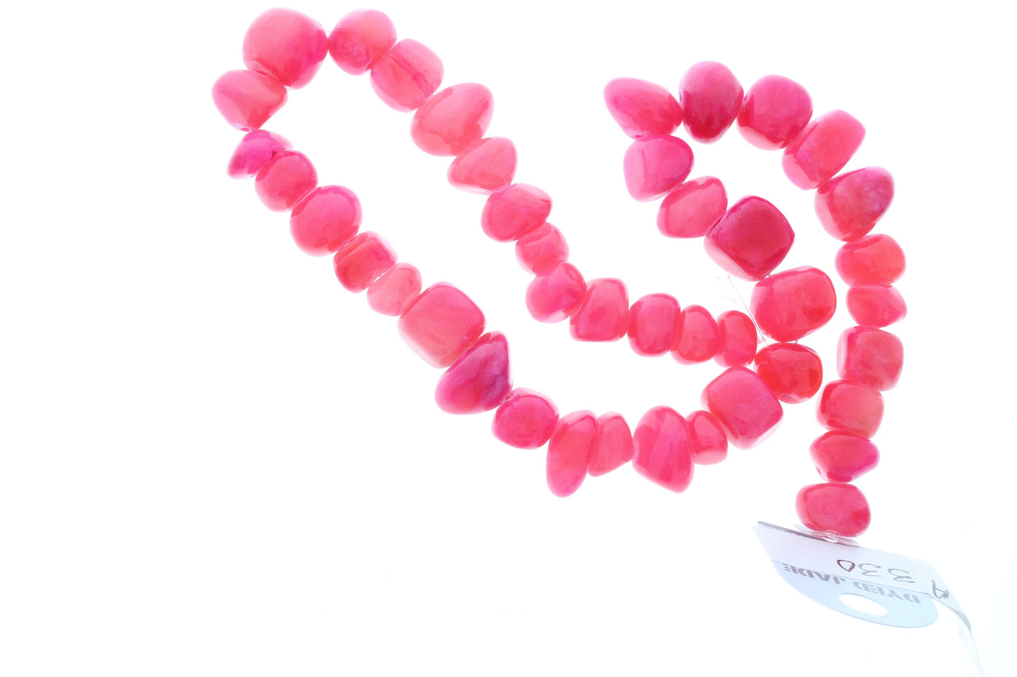 Red dyed jade beads, nuggets, 13mm x 18mm (.72x1in), strand