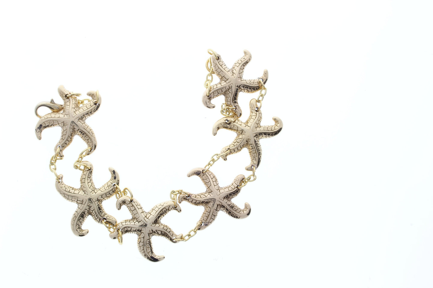 Star Thrower Starfish Bracelet, 7.5 inches long, gold plated, light weight, handmade, Each