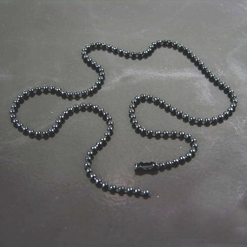 Ball Chain Necklace, 2mm, 17 inch length, Gunmetal Black Finish, Pack of 6