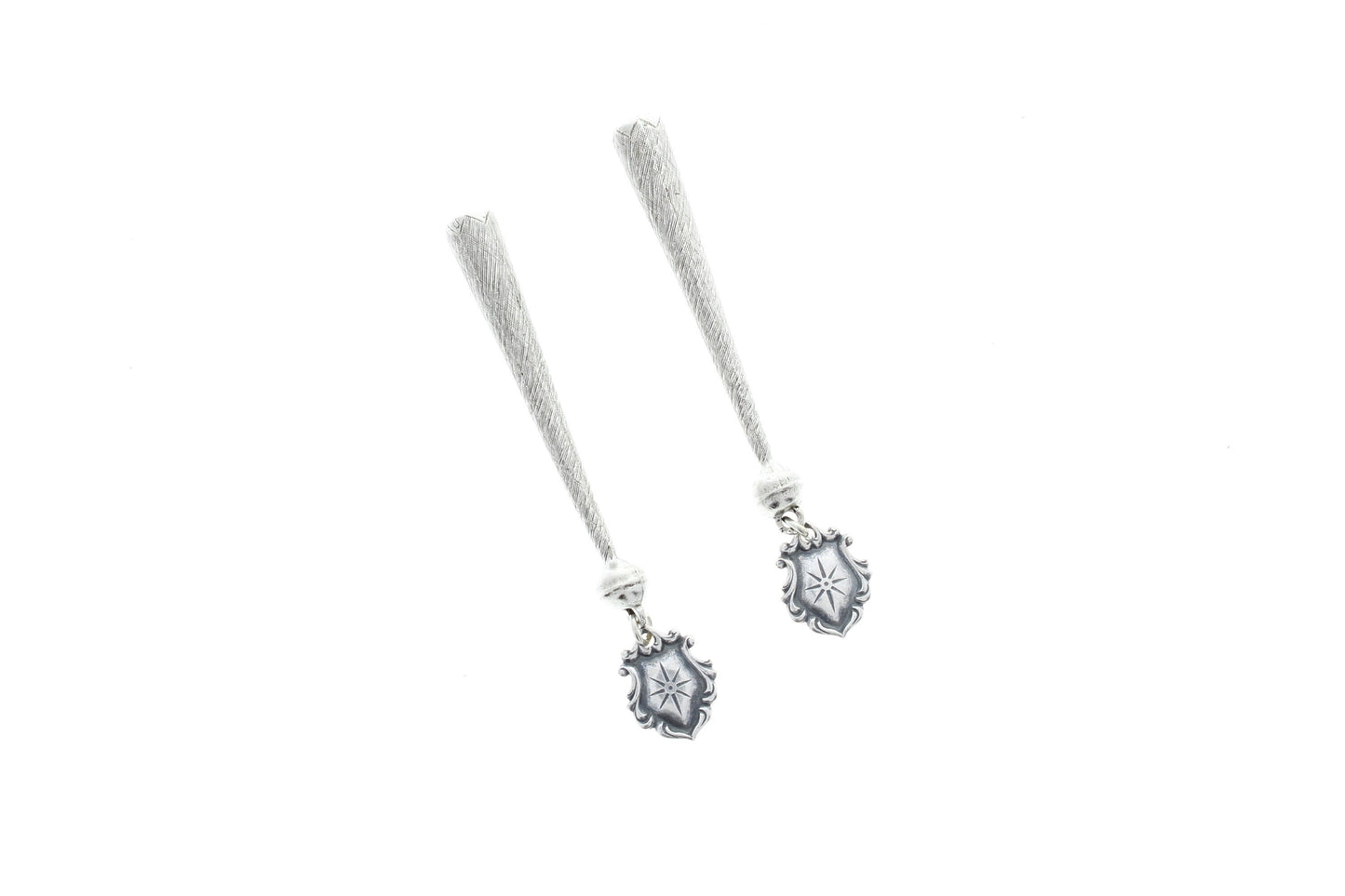 Shield Bolo Tip, antique silver, Made in USA, set of 2