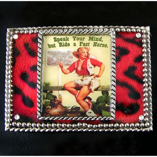 Cowgirl Buckle, Cheetah Leopard, Western Belt Buckle , Gift Box, HandMade in USA, each