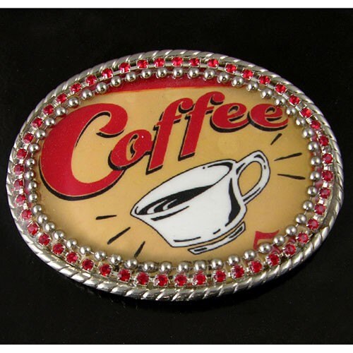 Vintage Art Coffee Belt Buckle, "Have a Cup O' Joe", each