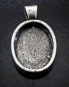 3 Deep Dish Pendant, pewter oval, pack of 3 pendants