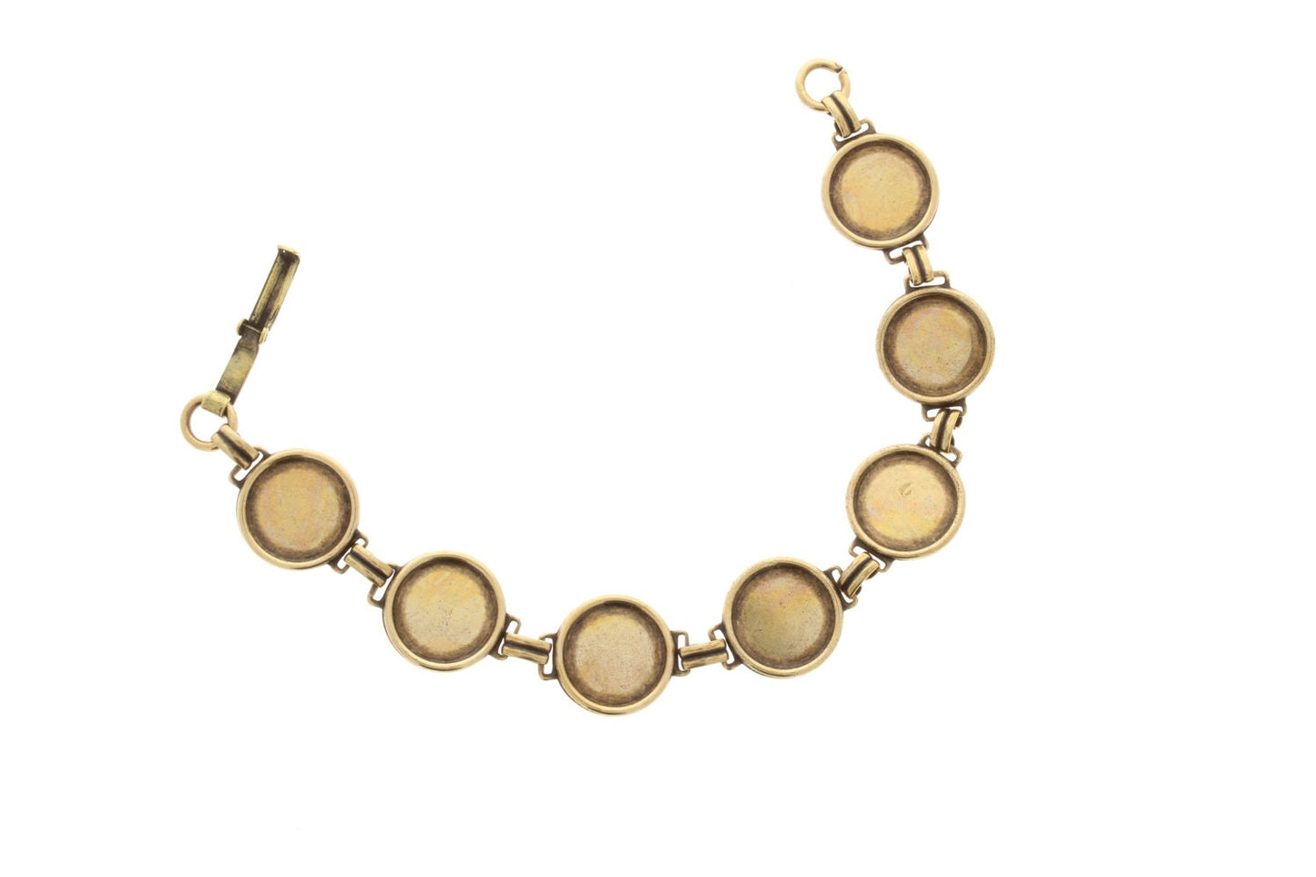 7" Link Bezel bracelet for photos or stones, Antique silver or antique gold, Made in USA, Each