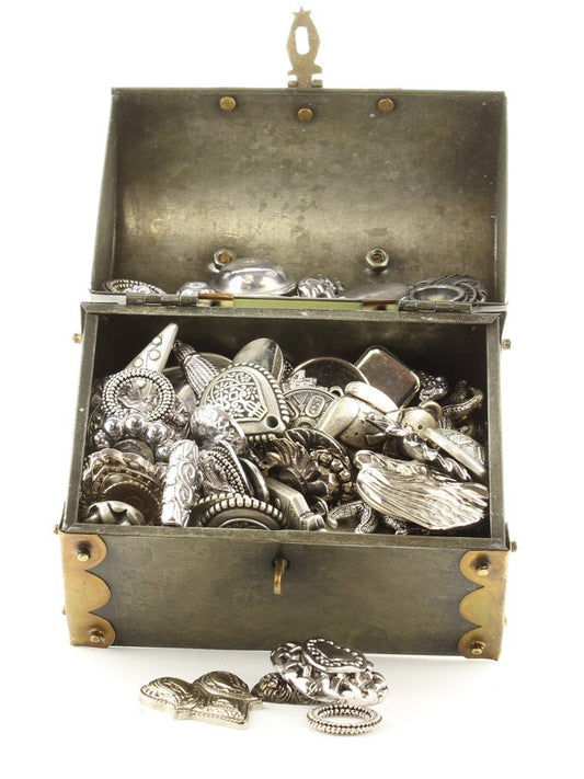 Treasure Chest of Treasures, silver plated jewelry findings, each chest