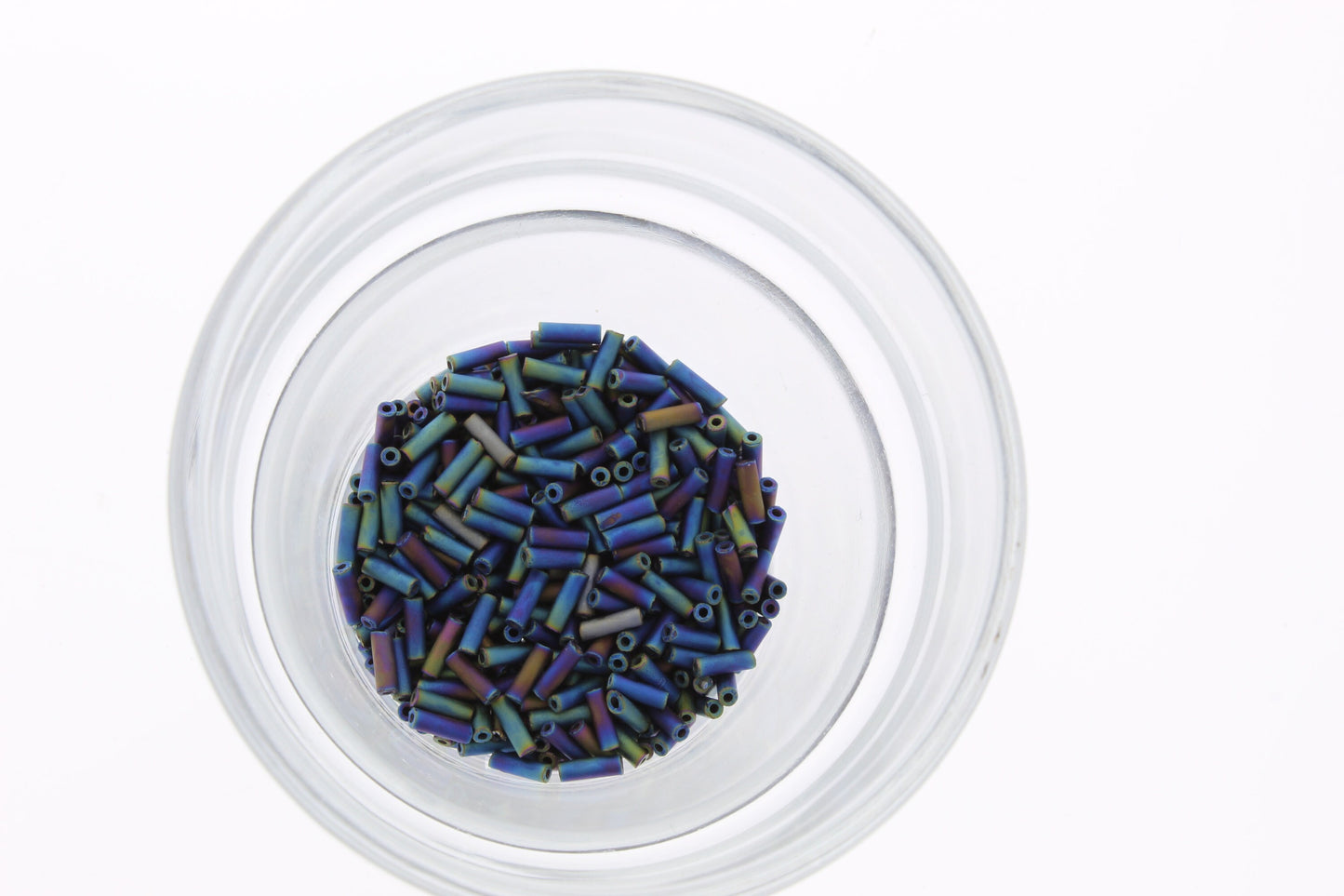 Japanese Glass Bugle Beads #3, Transparent Frost Ab, black 13 grams 18029.91