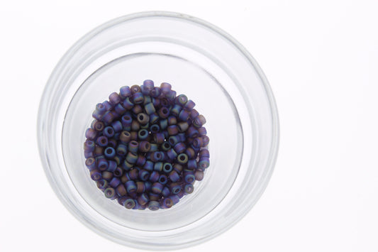 Japanese Seed Beads 6/0, transparent frost ab dark amethyst purple, 16 grams