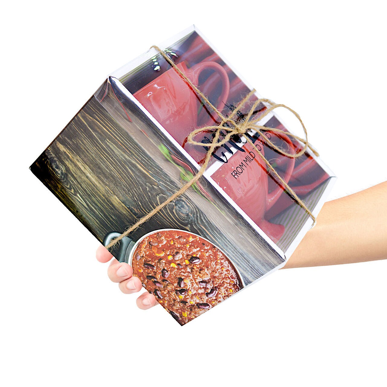 Red Chili Bowls, Gift Box Set, 2 bowls, Chili towel, and spoon set, sold as set