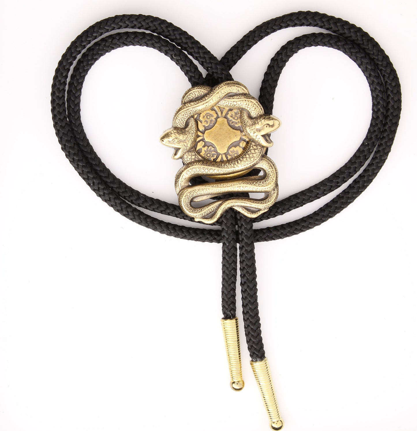 Snakes Bolo Tie, antique gold bolo, made in USA, each