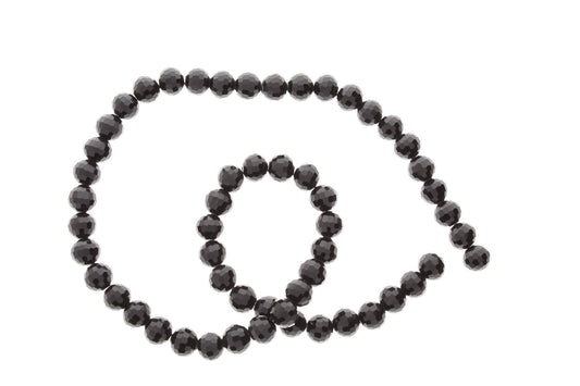 Black Round Faceted Fire-n-Ice Crystal Beads, 8mm, pack of 55
