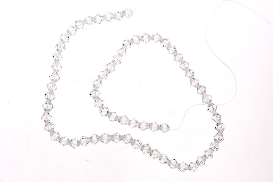 Clear Faceted Bi-cone Fire-n-Ice Crystal Beads, 6mm, Strand