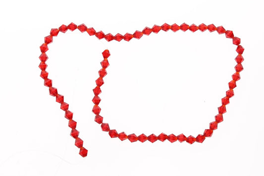 Red Faceted Bicone Crystal Beads, 6mm Fire-n-Ice, strand