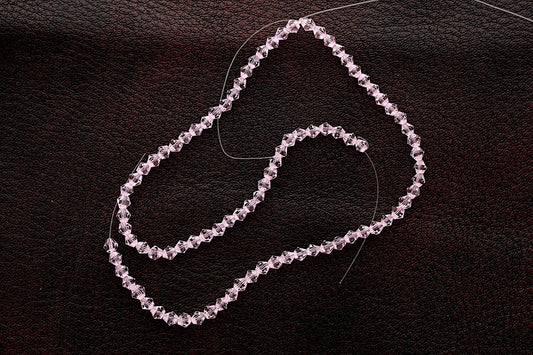 Pink Faceted Bi-cone Fire-n-Ice Crystal 4mm, Bead Strand