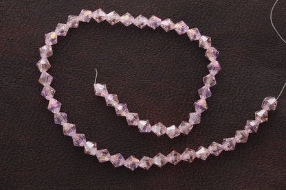rose faceted bicone fire-n-Ice crystal 8mm Bead Strand