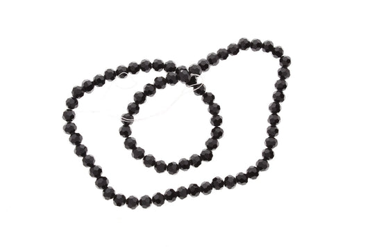 Black Round Faceted Fire-n-Ice Crystal Beads, 6mm, strand