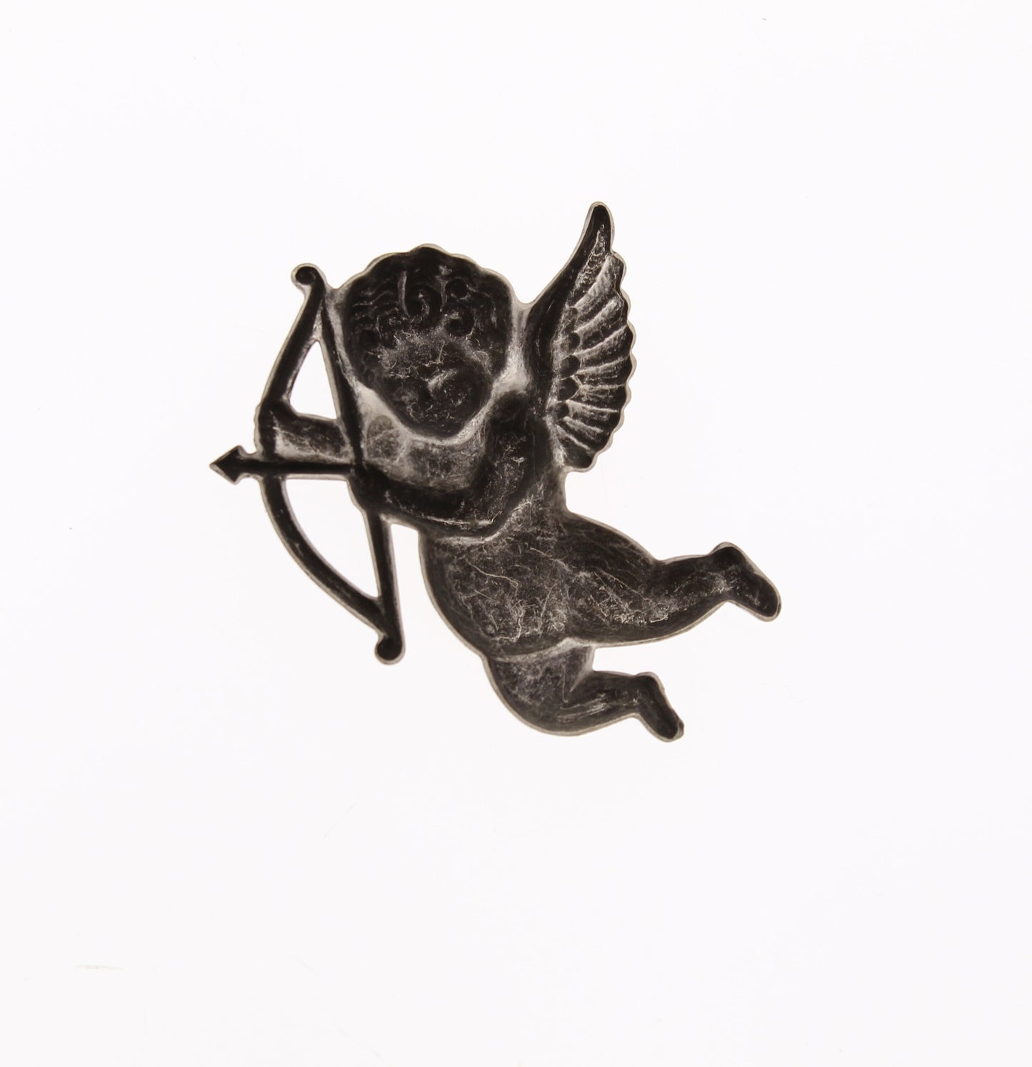 Antique Silver Finish Cherub w/ Bow, 36x42mm, pack of 6