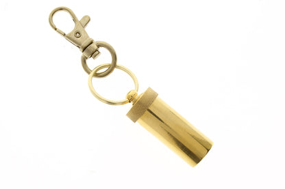 Keychain Brass Canister, 1.62 inch, holds found objects or pills, each