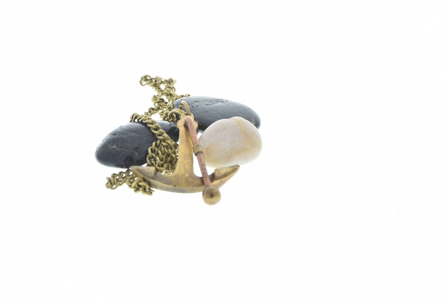 Steampunk Navigator Ship Anchor Pendant Necklace, burnished brass, 24" (P4425AG)