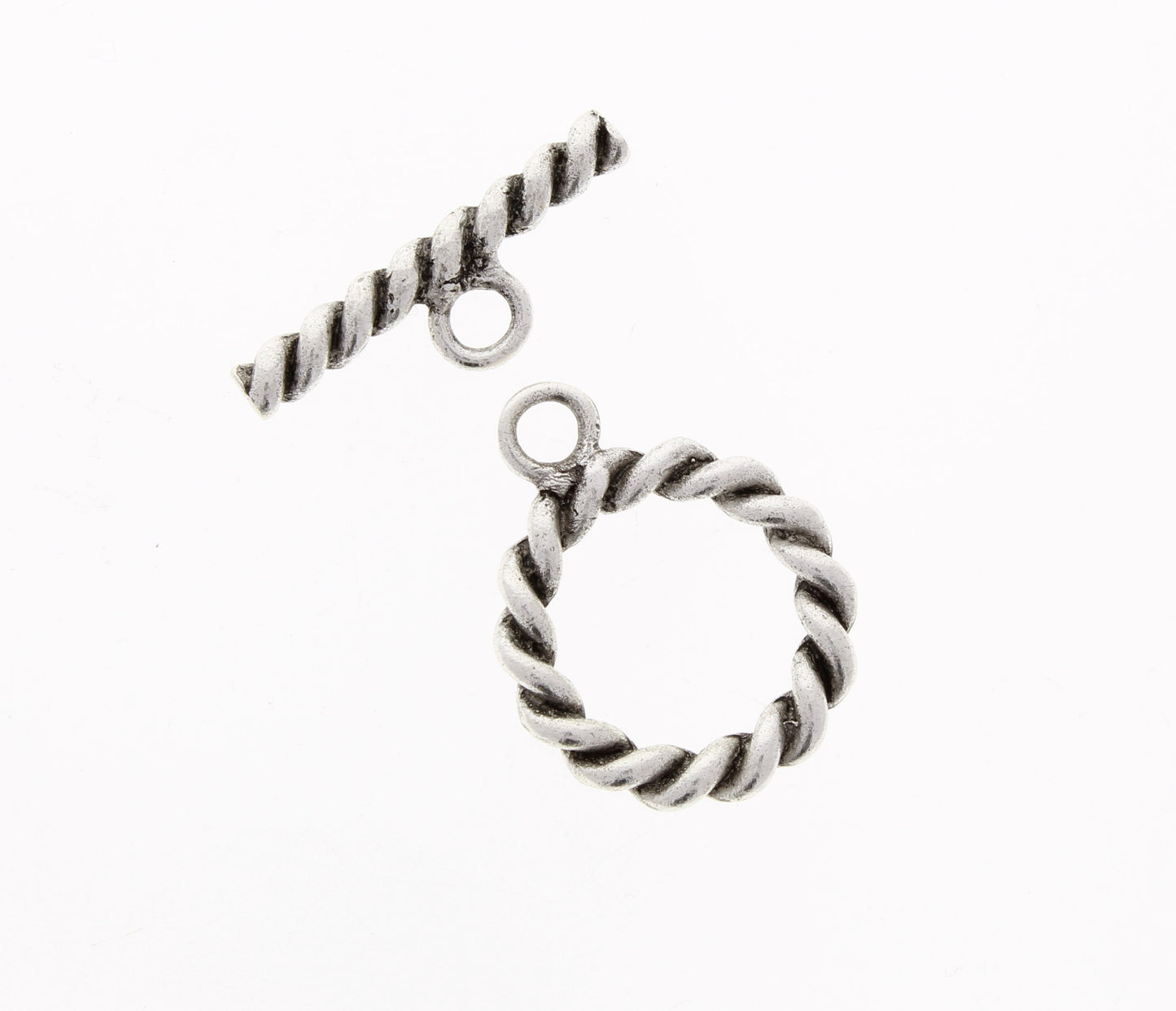 Toggle clasps 25mm Torc Rope Twist bar and loop set, Classic Silver, made in USA, Each Pair