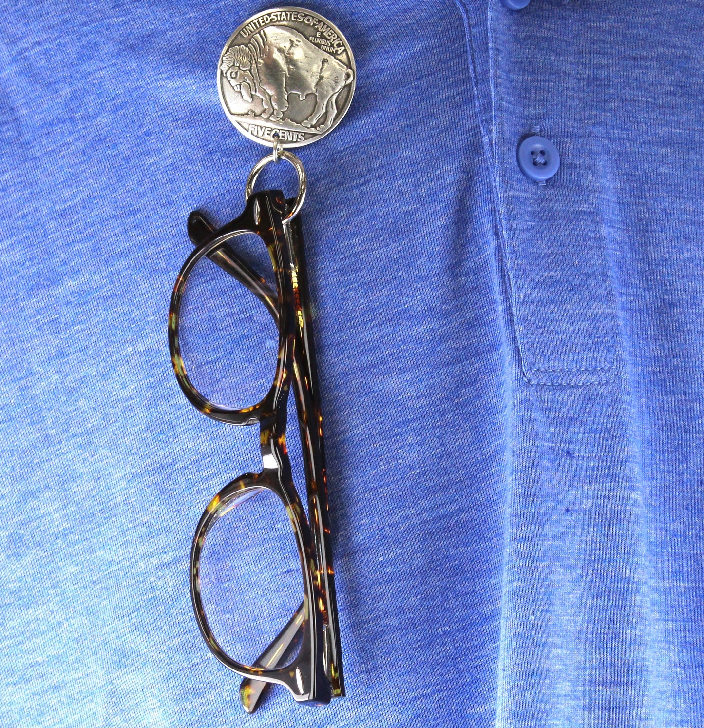 Buffalo Nickel (1.5") Eye Glass Readers Holder with easy to attach magnet, Never lose your glasses, each