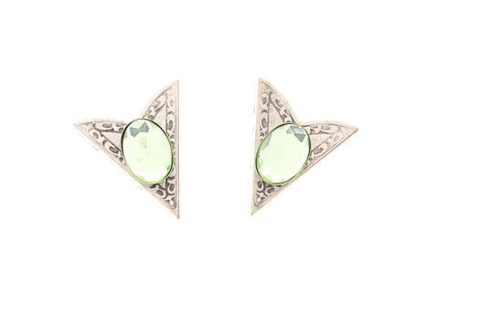 Western Collar Tips with Peridot Green Stones (resin) Made in the USA, Sold in a pair (02601-10)