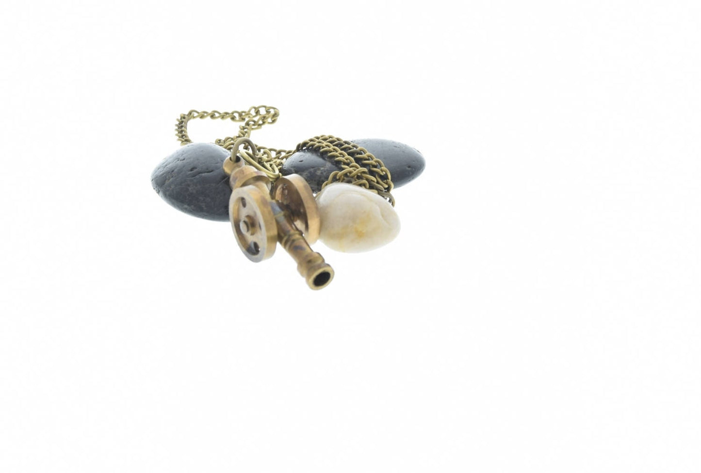 Steampunk Canon Pendant Necklace, Burnished Brass 24", P4419AG