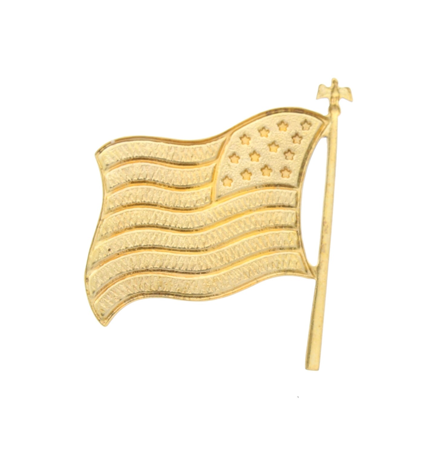 American Flag, Enameled in gold Brass, Made in USA, flat back charm, Pack of 2