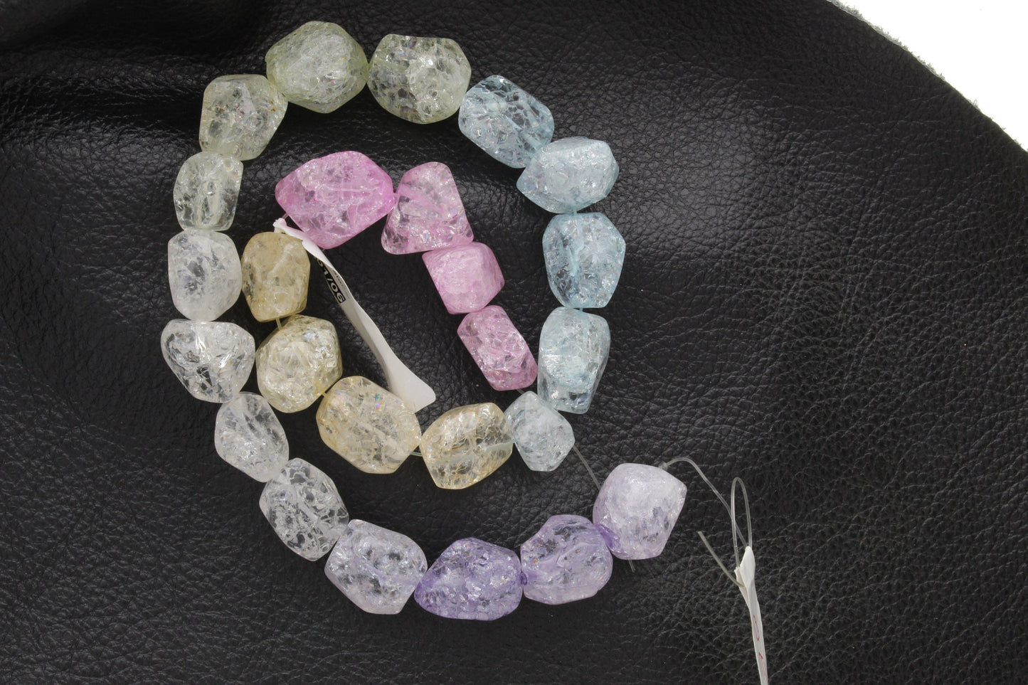 Crackle Ice Crystal Beads, pink, purple, blue, yellow, 14mm beads, 16" strand with 26 beads