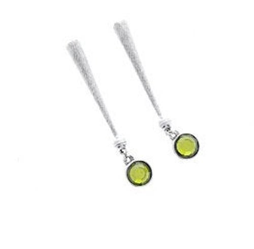 Bolo tips in antique silver, Emerald green crystal or Citrine green crystal, set of 2