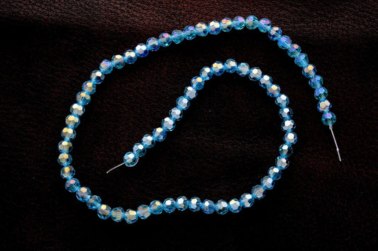 Blue Atoll Aqua Round Faceted Crystal Beads, 6mm,  72 beads per strand