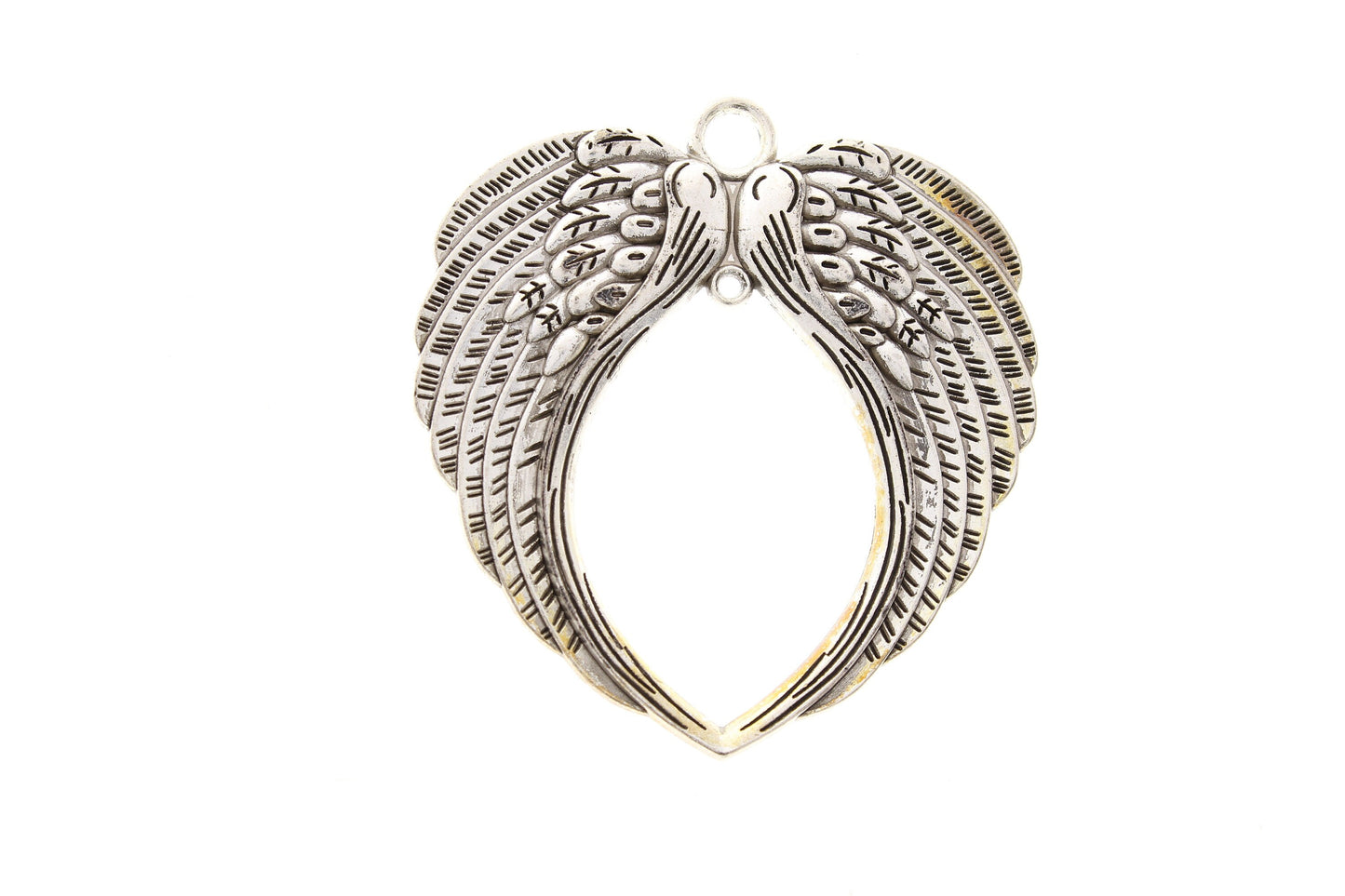 Angel Wing Pendant, 74mm, classic silver or vintage gold, Each