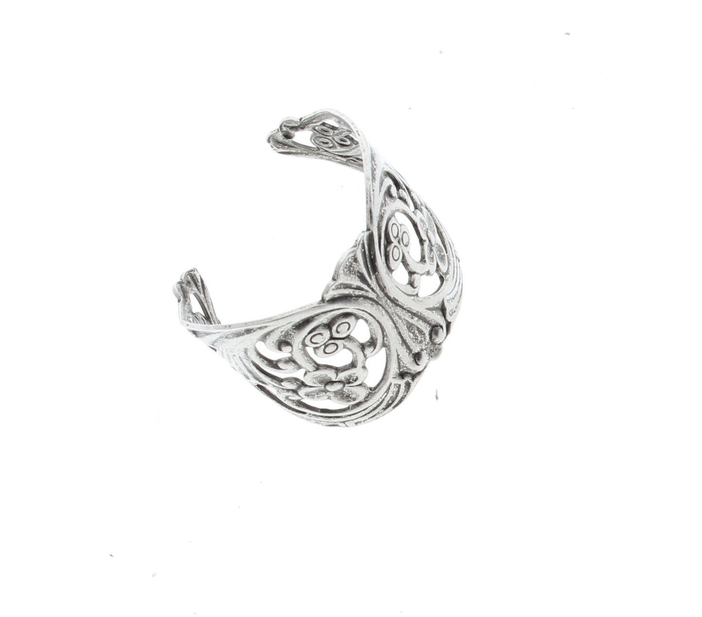 20mm Floral Filigree Adjustable Ring Shank Base, Classic Silver or Antique Gold, Made in USA, pack of 6 (J812)