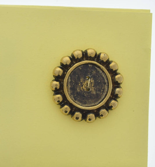 Vintage Round Button, 33mm Antique gold, 18mm bezel, 2 hole, flat back, pack of 4