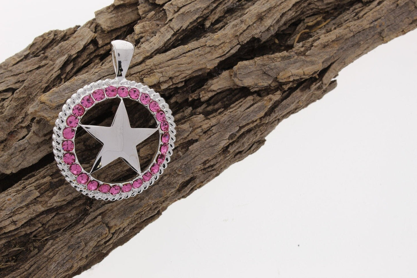 Lonestar 42mm Silver Lone Star Rose Crystal Pendant, Each