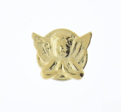 13mm Vintage Praying Cherub Angel Charm Stamping, for cuff links and earrings, Bright Gold Finish, Made in USA, pack of 6